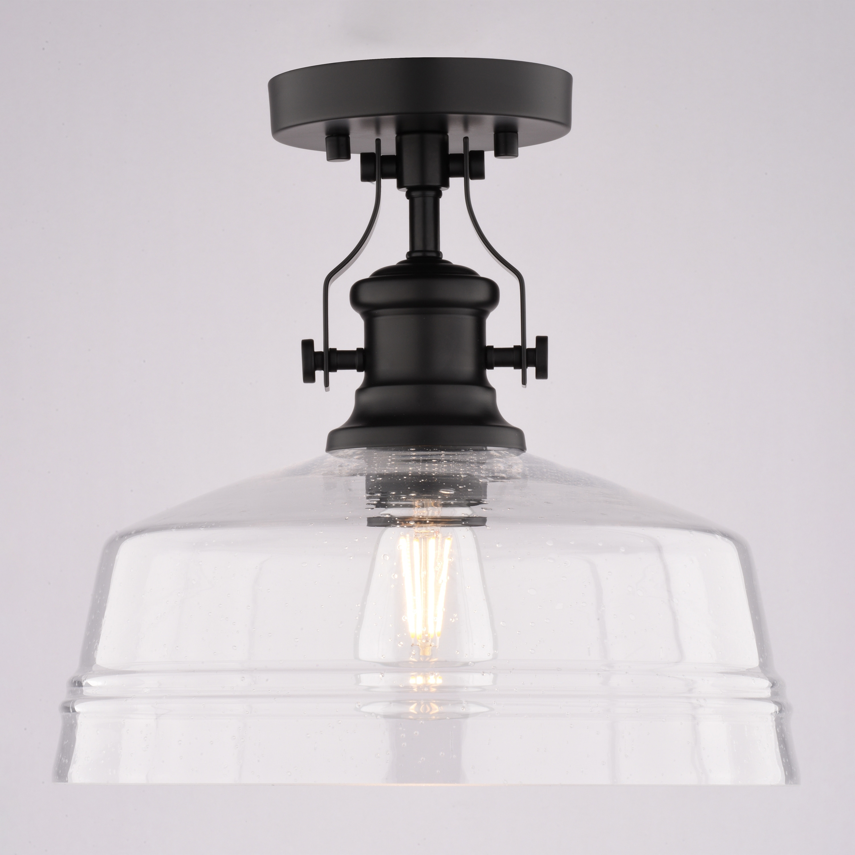 VAXCEL Beloit 1-Light 12 in. Wide Matte Black Farmhouse Dome Semi