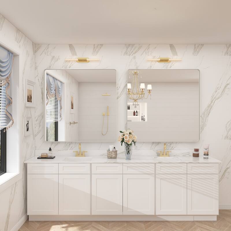 Modern Metal Frame Wall Mounted Bathroom Vanity Mirror