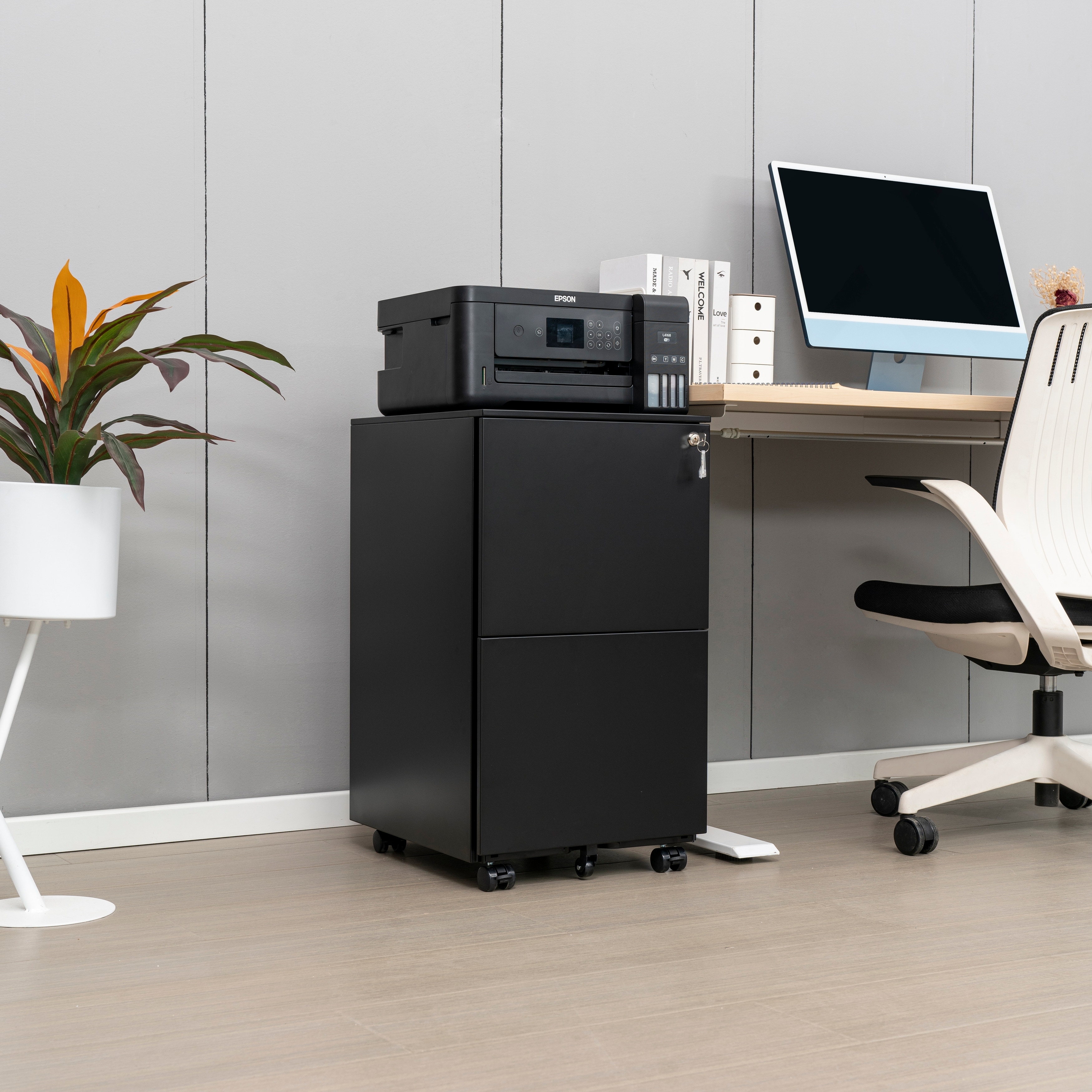 Steel Mobile File Cabinet with Lock on Anti tilt Wheels Rolling Locking Office Cabinets Under Desk for Legal Letter Size