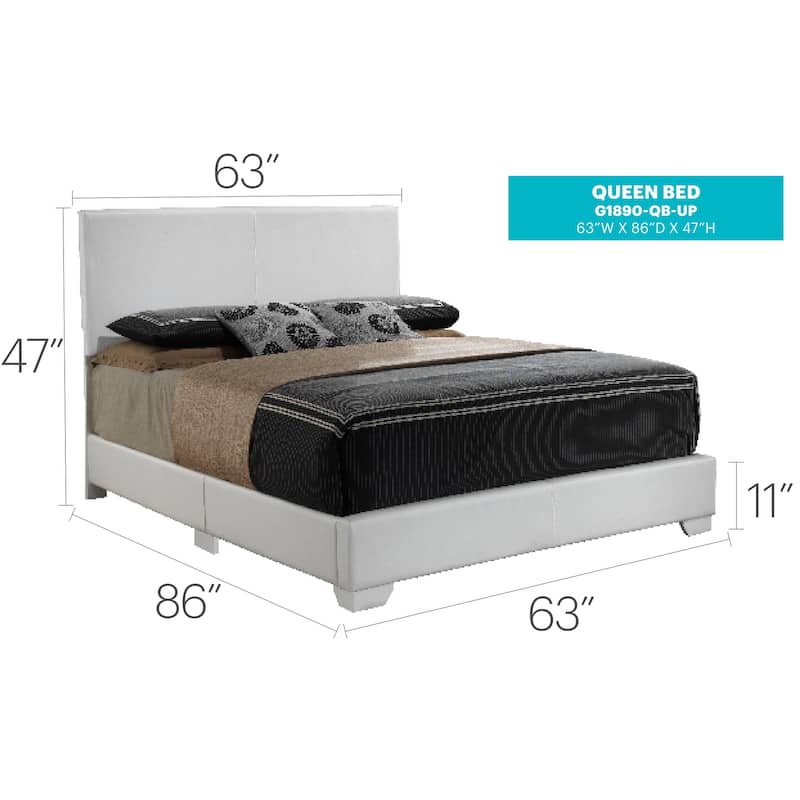 Queen Size PU Elegant Platform Bed with Foam Support