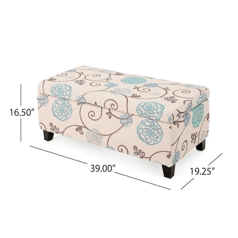 Breanna Floral Upholstered Storage Ottoman by Christopher Knight Home