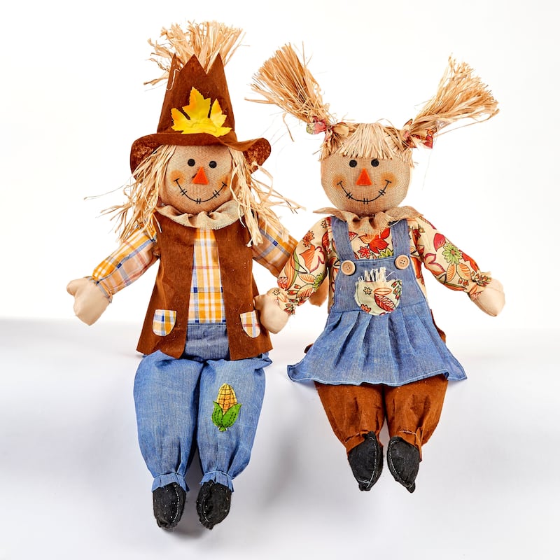 28" Sitting Scarecrow, Set of 2