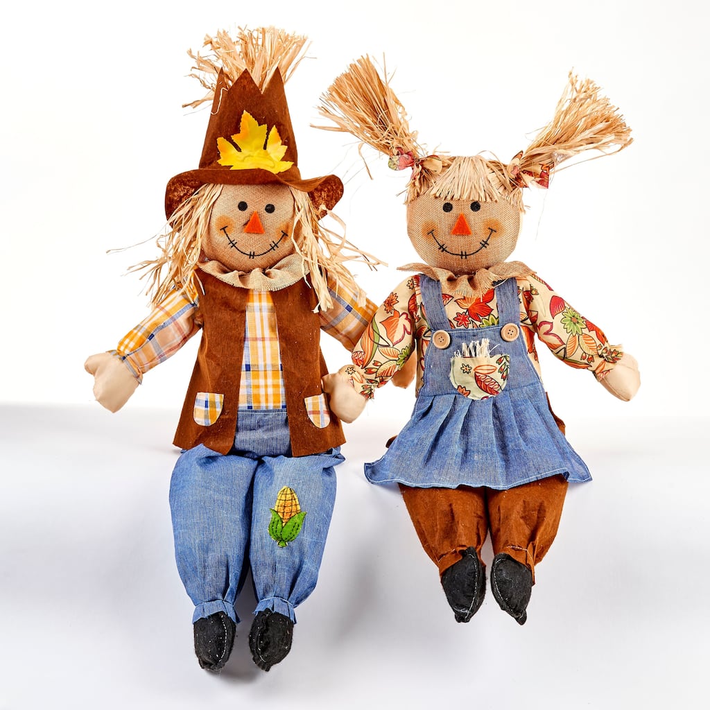 28" Sitting Scarecrow, Set of 2