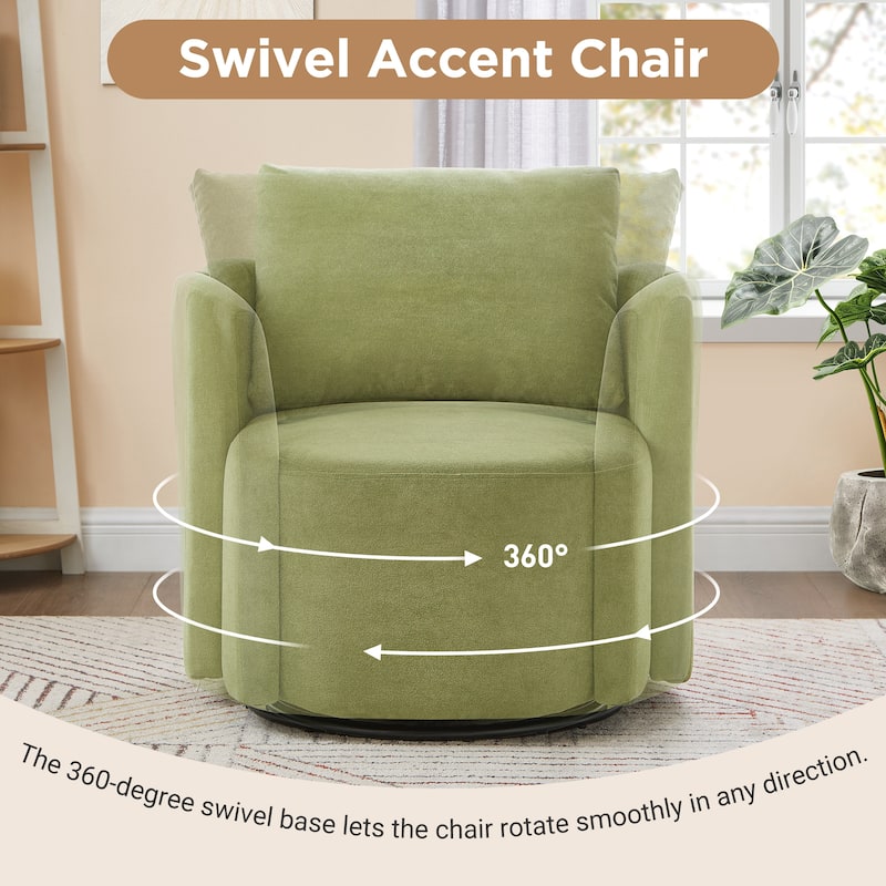 Armchair Barrel Chair with Cushioned Backrest and Soft Armrests, Swivel Chair Accent Chair Lounge Chair - Green