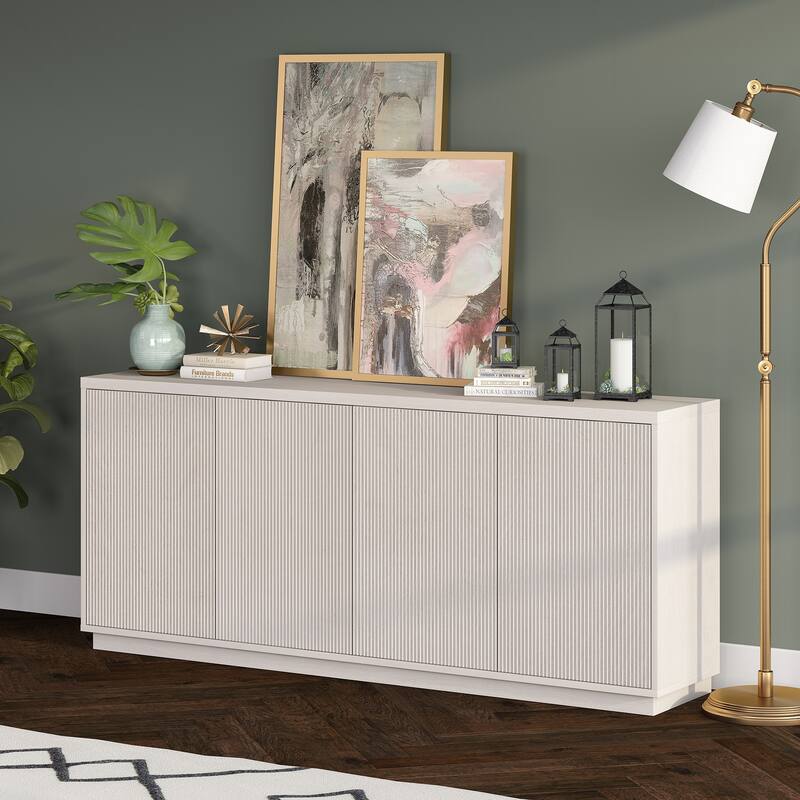 Alston 68" Wide Rectangular Fluted Buffet Table - 68" Wide