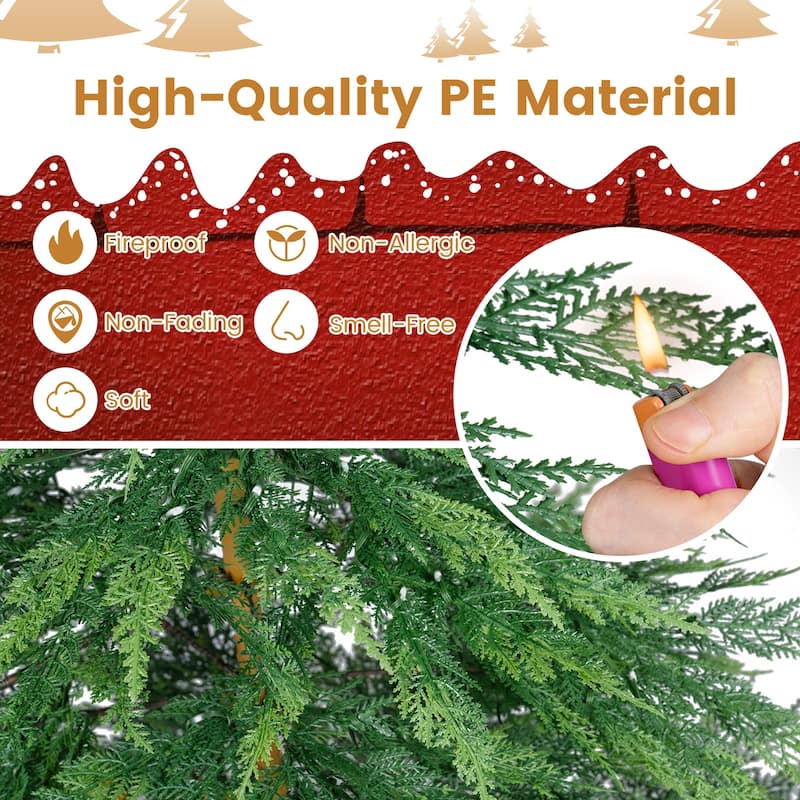 Costway 6.5 FT/7.5FT Pre-Lit Christmas Tree Hinged with 470/612 PE