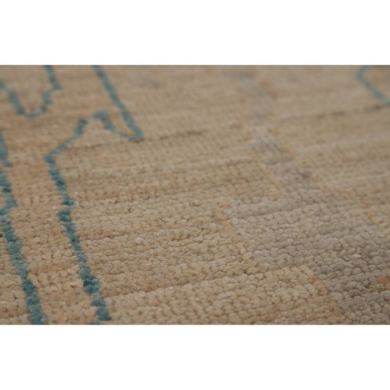 Hand Knotted Oriental 100% Wool Carpet Transitional All-Over Beige & Ivories Oushak Area Rug - 9' 0'' X 5' 11''