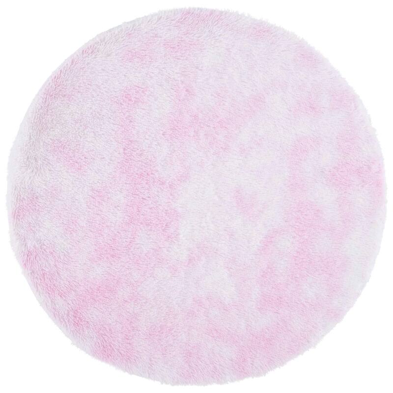 SAFAVIEH Rainbow Shag Didy Shag Rug - 4' Round - Pink