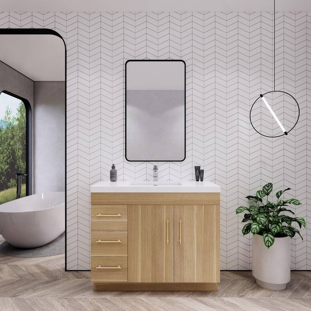 Eliza 42'' Freestanding Vanity (Left Drawers) with Single Sink