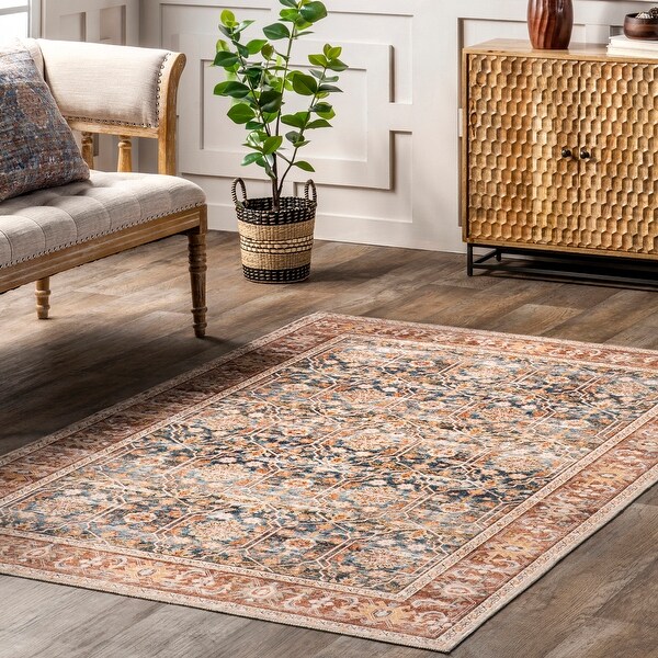 Nuloom Trixie SpinClean Traditional Machine Washable Area Rug