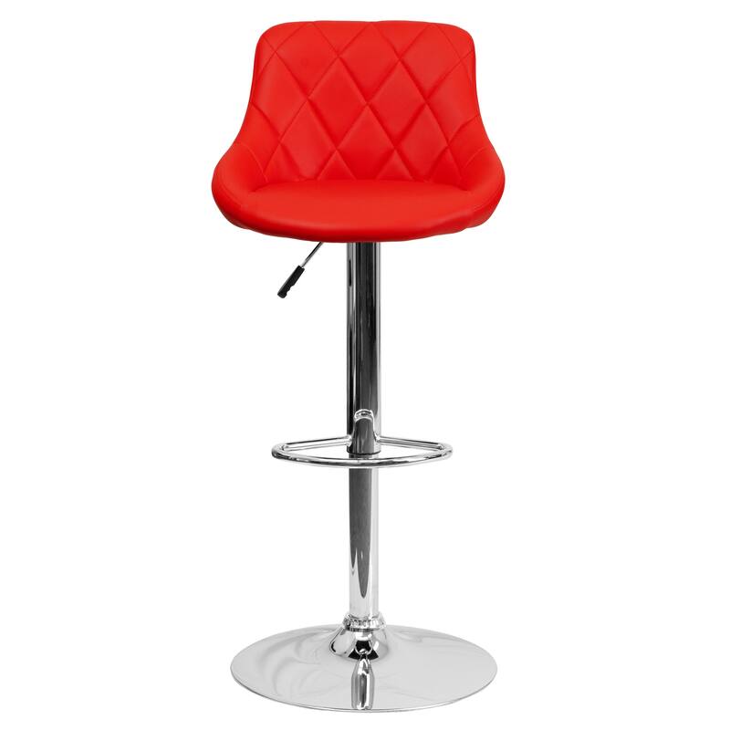 Vinyl Bucket Seat Adjustable Diamond Back Barstool (Set of 2) - 18.50"W x 19"D x 33.25" - 41.75"H