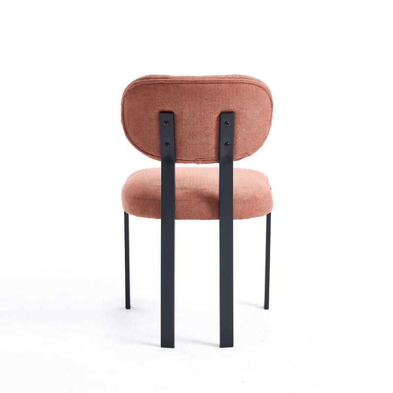 Mid-Century Fabric Upholstered Dining Chairs Set of 2, with Black Metal Frame
