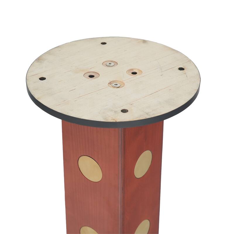 33" Retro Square Glass & Sintered Stone Tabletop Dining Table with Solid Wood Pedestal