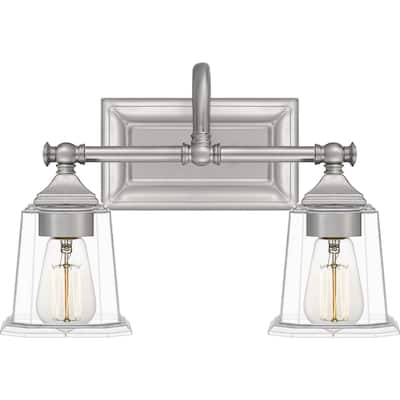 Nicholas 2-Light Bathroom Vanity Light in Brushed Nickel