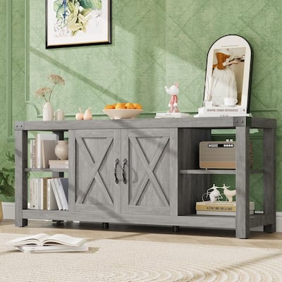 Farmhouse 60 Inch TV Stand for 65 Inch TV, Entertainment Center with Storage - N/A