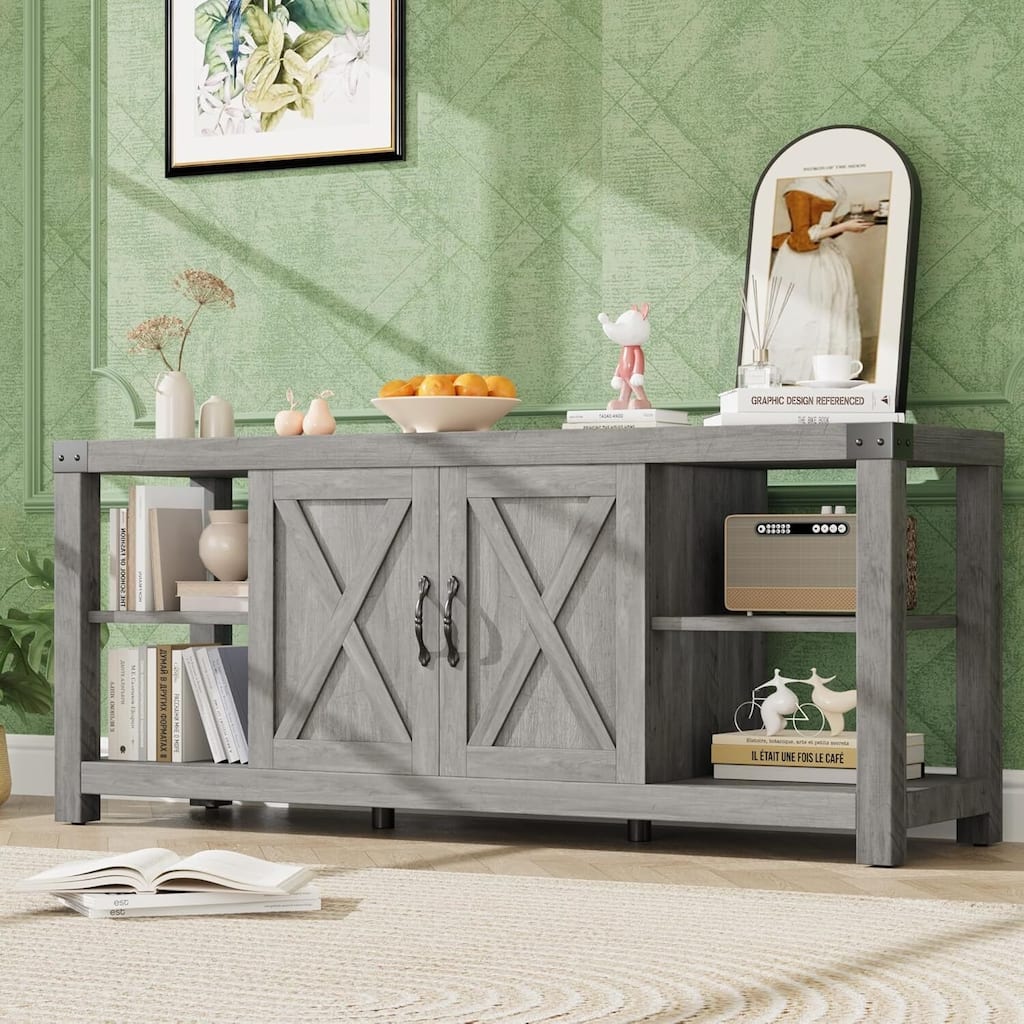 Farmhouse 60 Inch TV Stand for 65 Inch TV, Entertainment Center with Storage - N/A