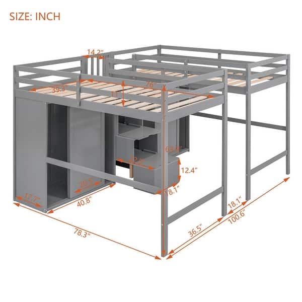 Twin Over Twin Bunk Bed with Roof, Slide and Ladder