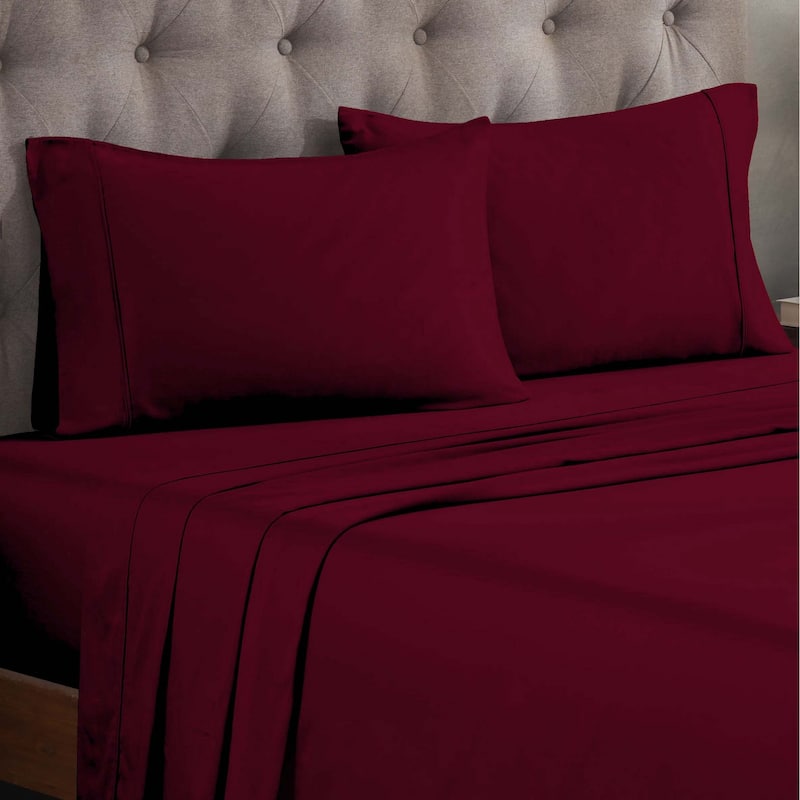 Superior Egyptian Cotton 300 Thread Count Solid Deep Pocket Sheet Set - Twin - Burgundy