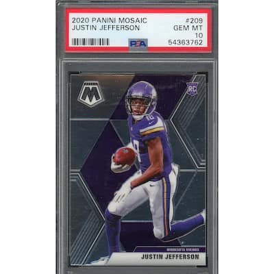 Justin Jefferson 2020 Panini Mosaic Football Rookie Card RC #209 Graded PSA 10 - 8'6" x 11'6"