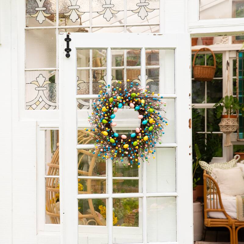 24-in Artificial Easter Egg Twig Wreath
