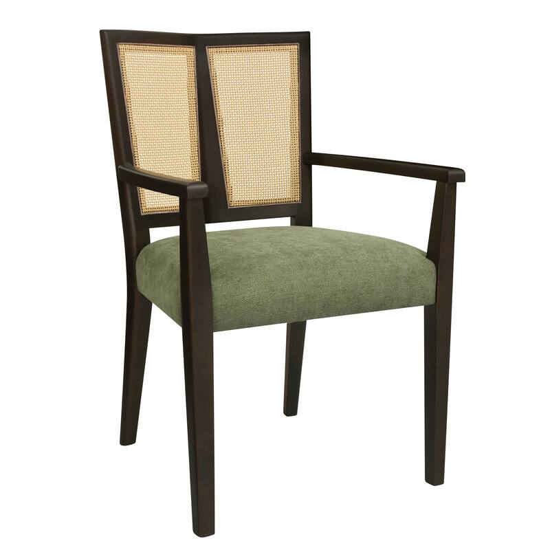 Mid-Century Modern Dining Chair with Rattan Back(Set of 2)