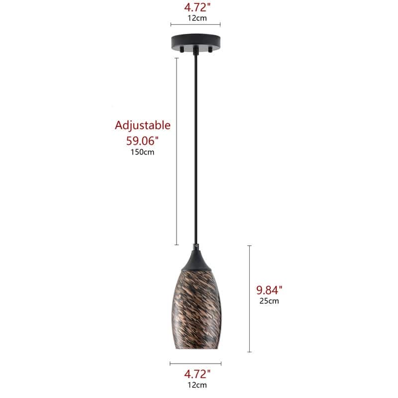 Black Metal and Glass Pendant Light for Kitchen Island Dining Room