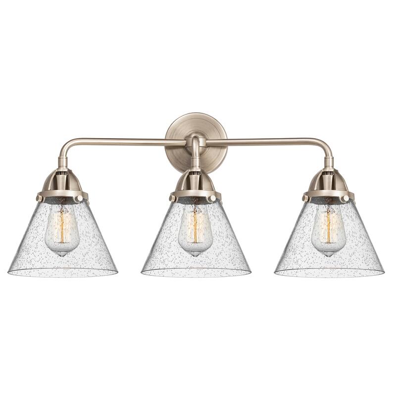 Innovations Lighting Nouveau 2 Cone - 3 Light 26" Bath Vanity Light - Seedy/Brushed Satin Nickel
