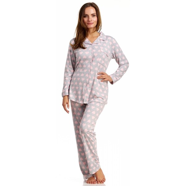 Shop Body Touch Women's Poly Spandex Notch Collar Pajama Set - Light ...