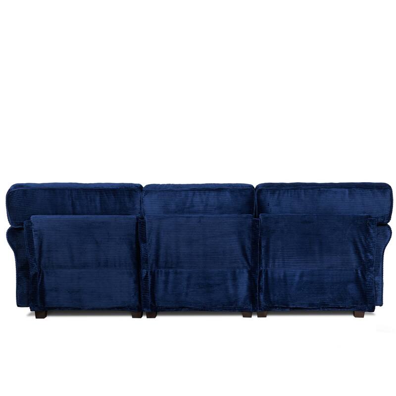 94.49" Corduroy Fabric 3-Seater Sectional Sofa