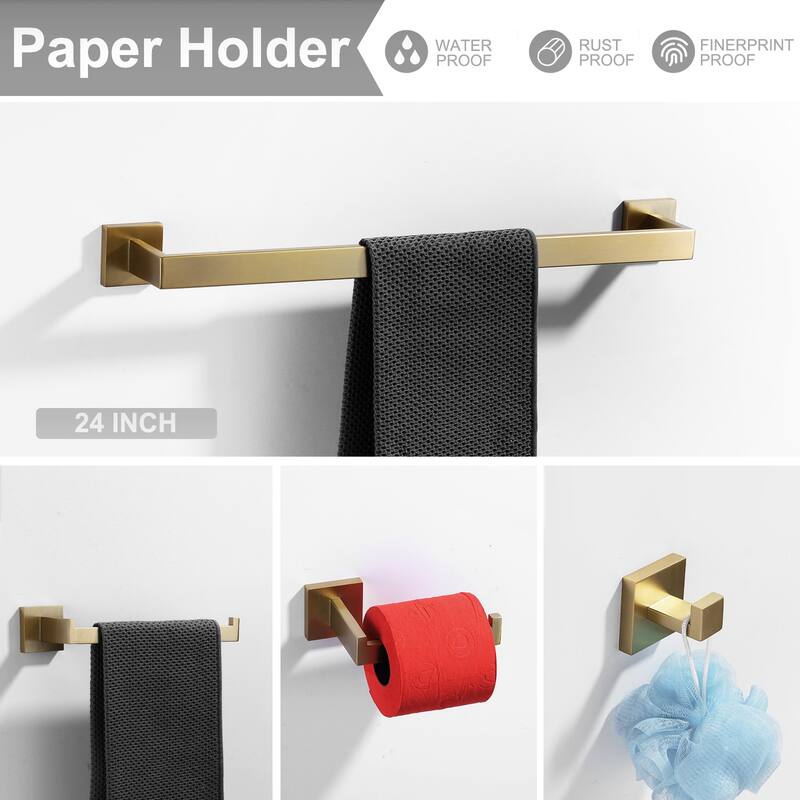 WOWOW Stainless Steel 4-Piece Bathroom Hardware Set (Includes Installation Accessories)