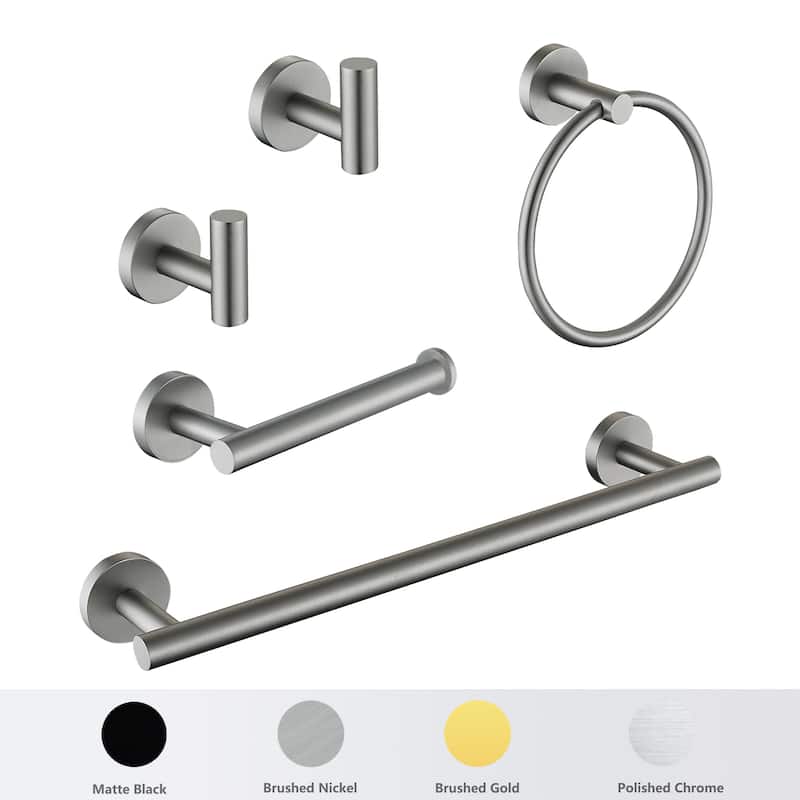 5-Piece Bath Hardware Set Towel Bar Towel Holder Set in Stainless Steel