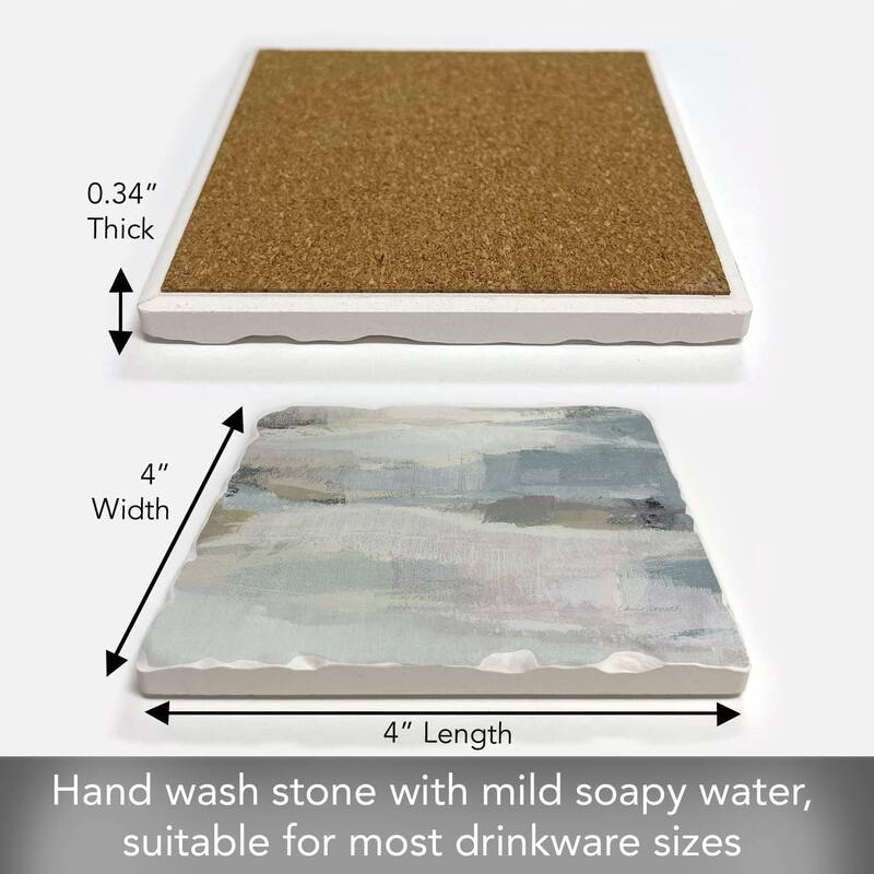 Absorbent Stone Tumbled Tile Coasters, Misty Clouds, Set of 4