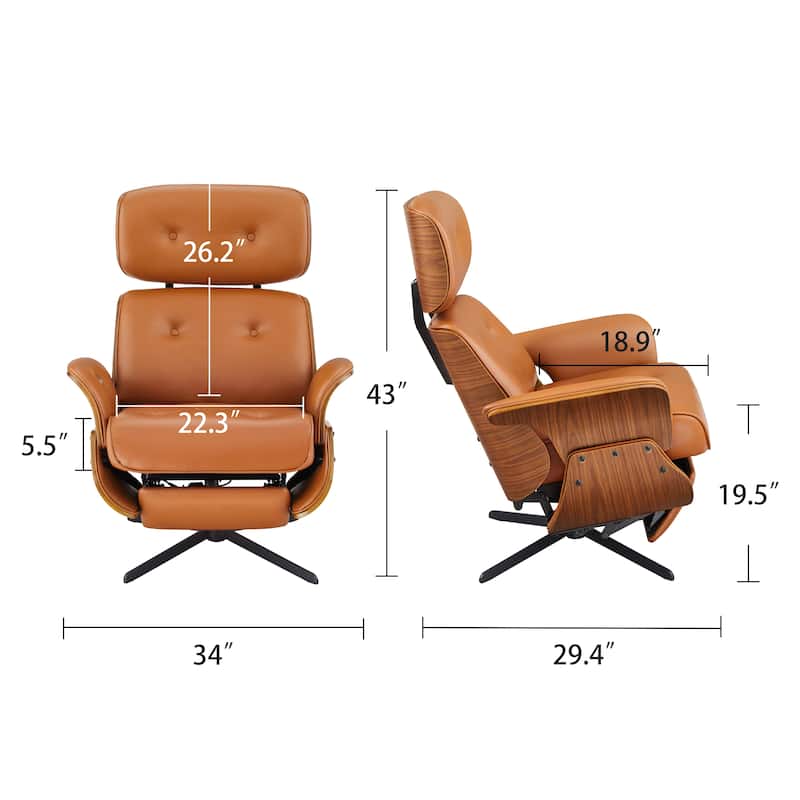 Art Leon Swivel Top Grain Leather Power Recliner Chair