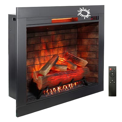 33" Infrared Electric Fireplace with Removable Trim kit Insert,Touch Panel Heater,Smokeless Firebox With Fire Crackling Sound