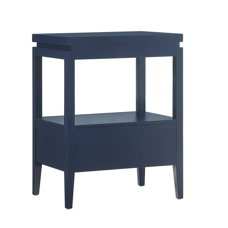 Modern Nightstand with Drawer and Floating Shelf Tapered Legs Design
