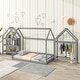 preview thumbnail 3 of 39, Kids bedroom set Twin size wood house bed with storage shelf and hanger Grey
