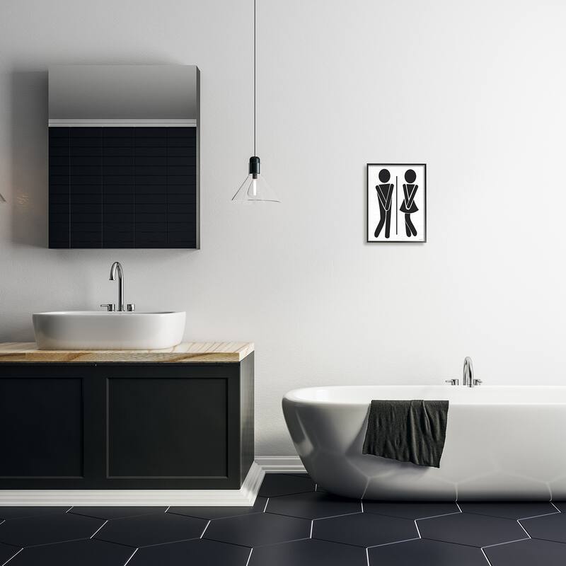 Stupell Bathroom Sign Genders Got to Go Stance Figures Framed Wall Art - Black