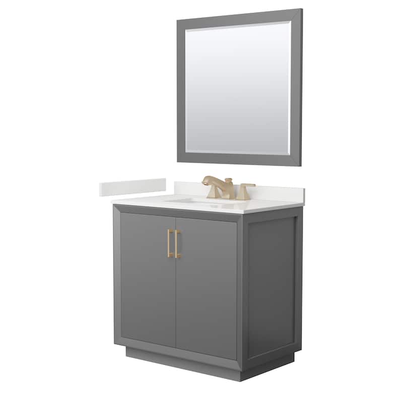 Strada 36-inch Single Vanity, Quartz Top, 34-inch Mirror