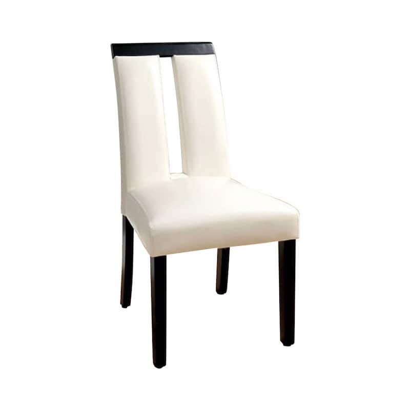 Contemporary Black Side Chair Set of 2 with White Leatherette Seats - 38.25 H x 26.5 W x 20.75 L Inches