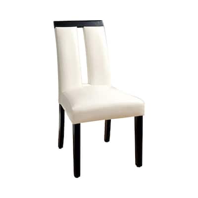 Contemporary Black Side Chair Set of 2 with White Leatherette Seats - 38.25 H x 26.5 W x 20.75 L Inches