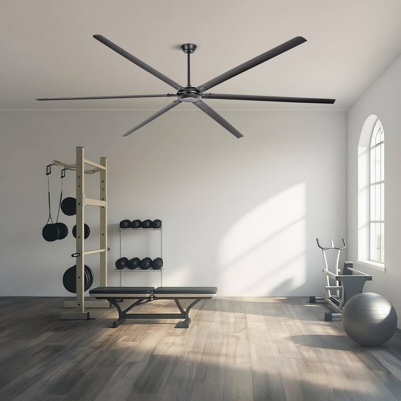 Ceiling Fan Modern 120" Industrial 6-Blade Black Metal