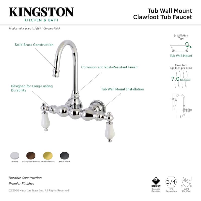 Kingston Brass Vintage Wall Mounted Clawfoot Tub Filler
