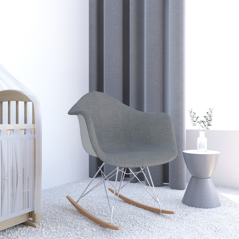 Wilson Twill Fabric Nursing Rocking Chair with Eiffel Base, Accent Armchair for Living Room & Bedroom - Grey