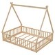 preview thumbnail 7 of 7, Grey Tent-shaped Full Size Floor Bed, Kids Bed with Guardrails, Slats and Door
