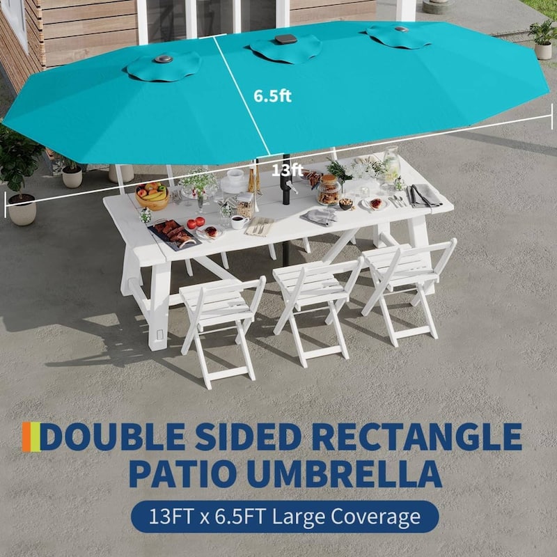 13FT Double-Sided Patio Umbrella for Deck, Pool, Garden, Backyard