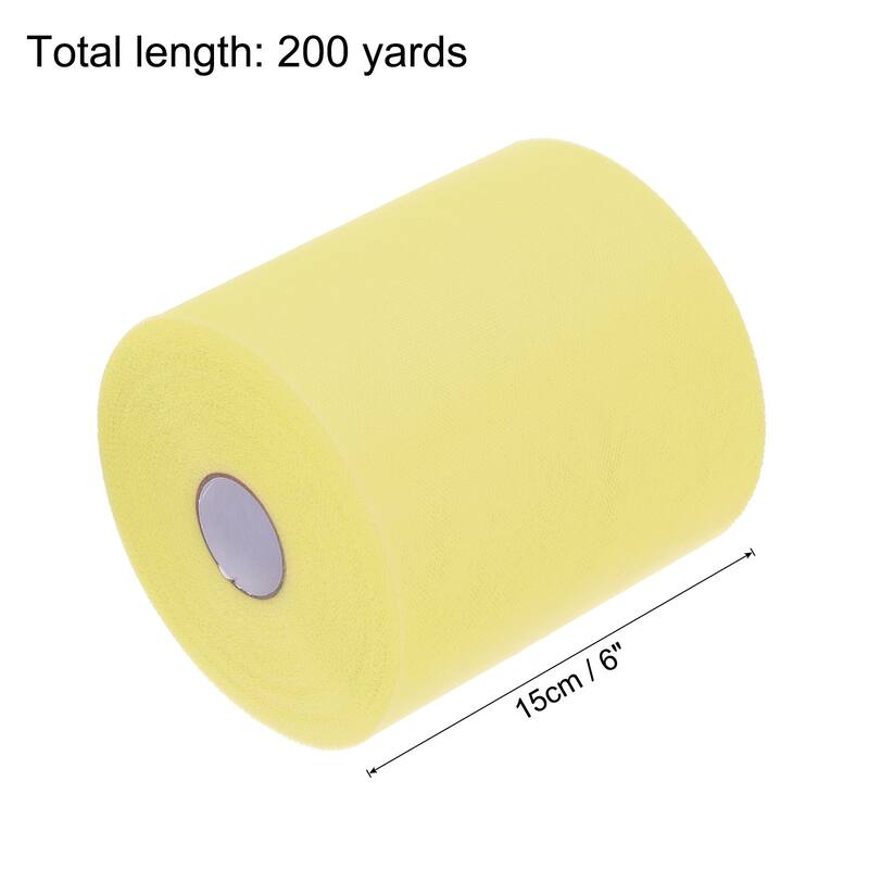 Tulle Rolls Fabric Spools 6" for Decoration Wrapping Wedding DIY Craft - Light Yellow - 200 Yard