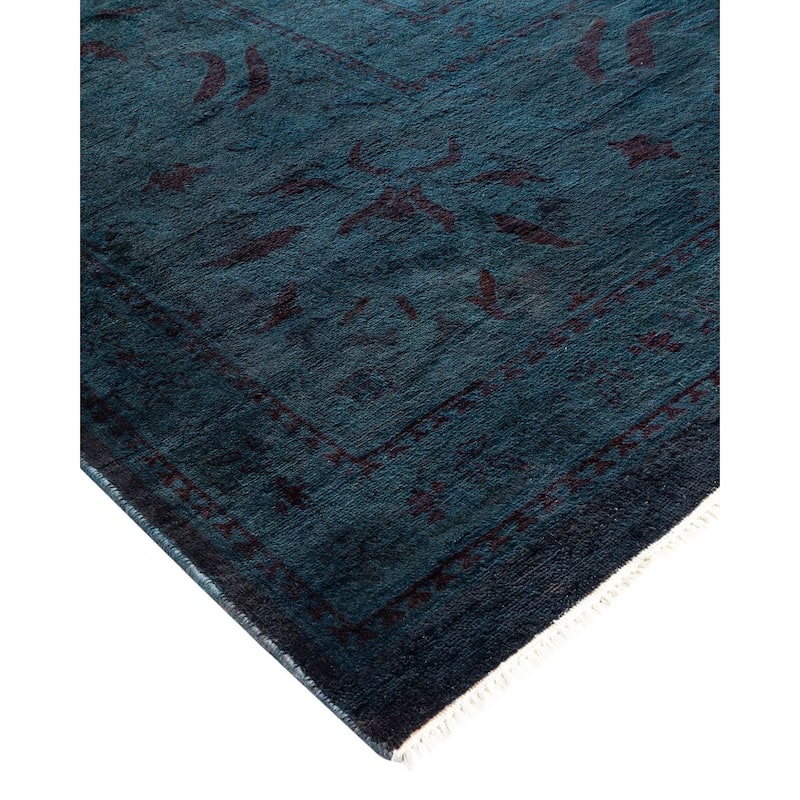 Overton Hand Knotted Wool Vintage Inspired Modern Contemporary Overdyed Charcoal Area Rug - 10' 2" x 13' 9"