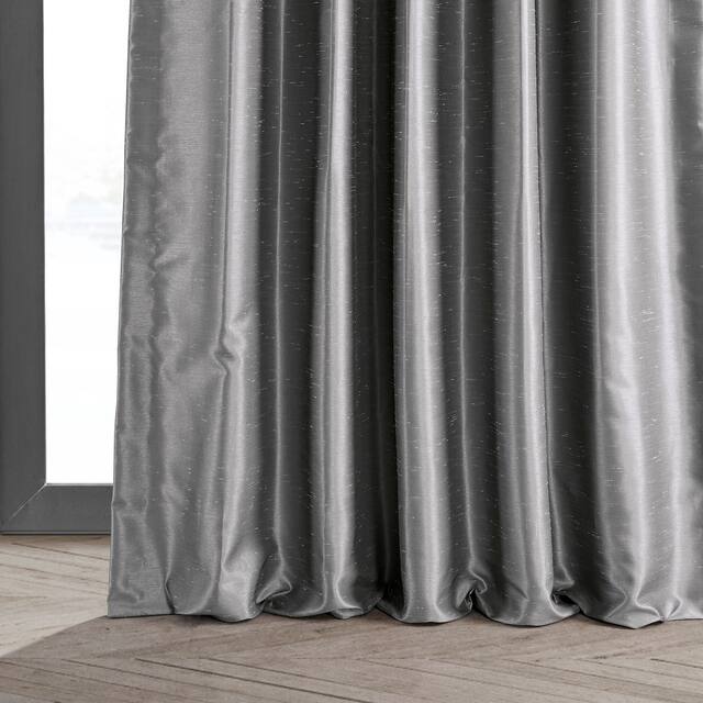 Exclusive Fabrics Solid Faux Dupioni Pleated Blackout Curtain Panel