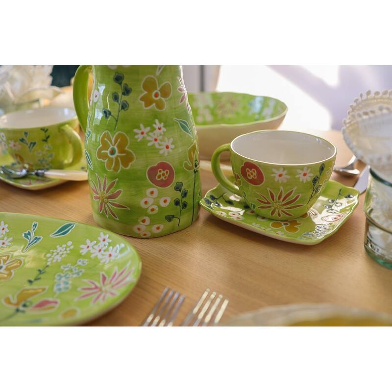 Euro Ceramica Primavera Handpainted Stoneware Pitcher - 50 oz