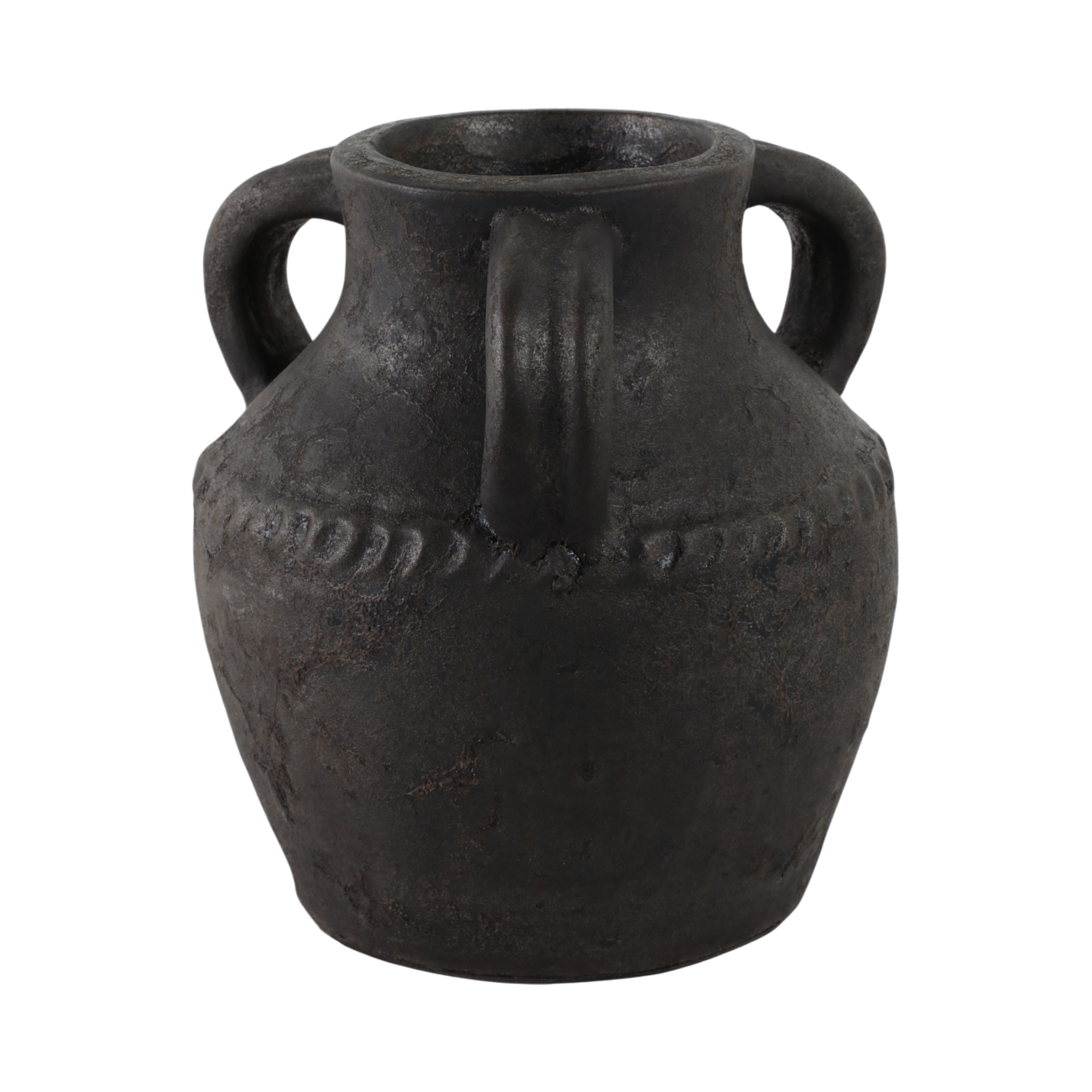 Terracotta Vase Rustic Textured Design Double Handles for Modern Space